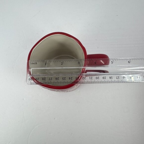 Rae Dunn Jingle Jangle Red Glossy Ceramic Christmas Mug White Inside Holiday Cup - Picture 5 of 5